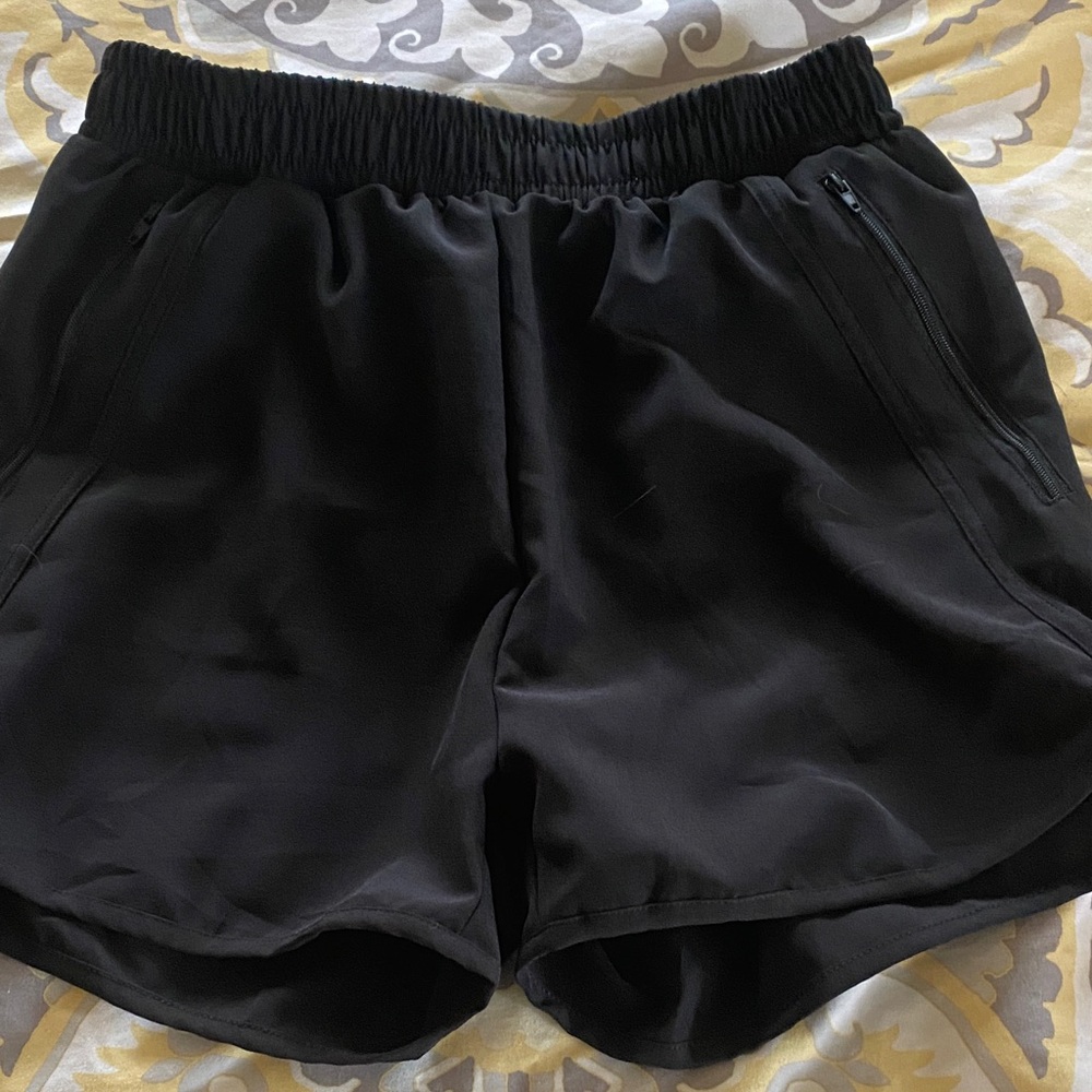 Women's Black Athletic Shorts with Zip Pockets